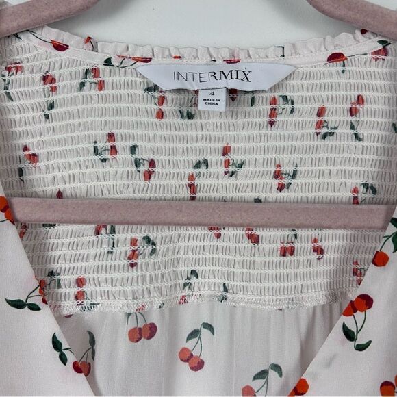 INTERMIX Sienna Cherry Print silk Blouse - Picture 4 of 9